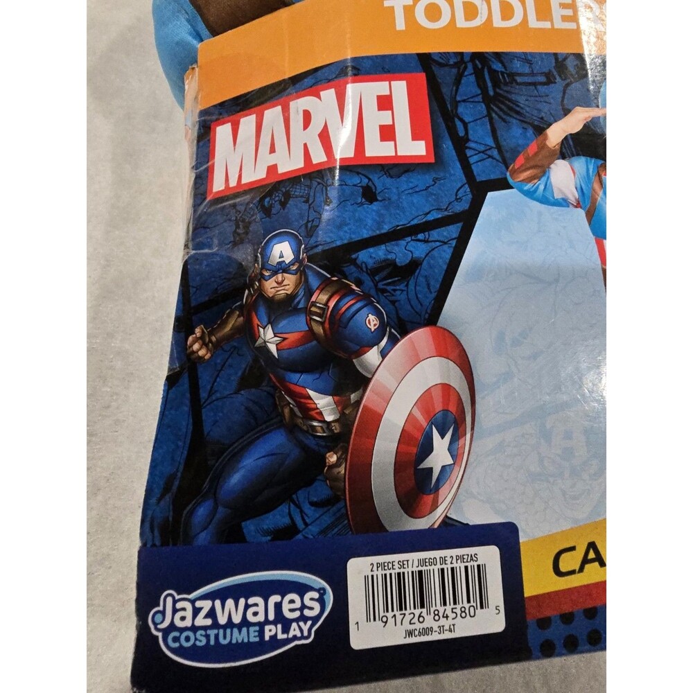 NEW - Captain America Marvel Toddler Halloween Dress Up Costume Size 3T 4T - Picture 3 of 9